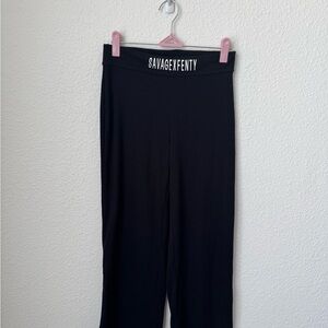 Savage X Fenty Xssential Heavy Rib Straight Leg Logo Pants - Black
